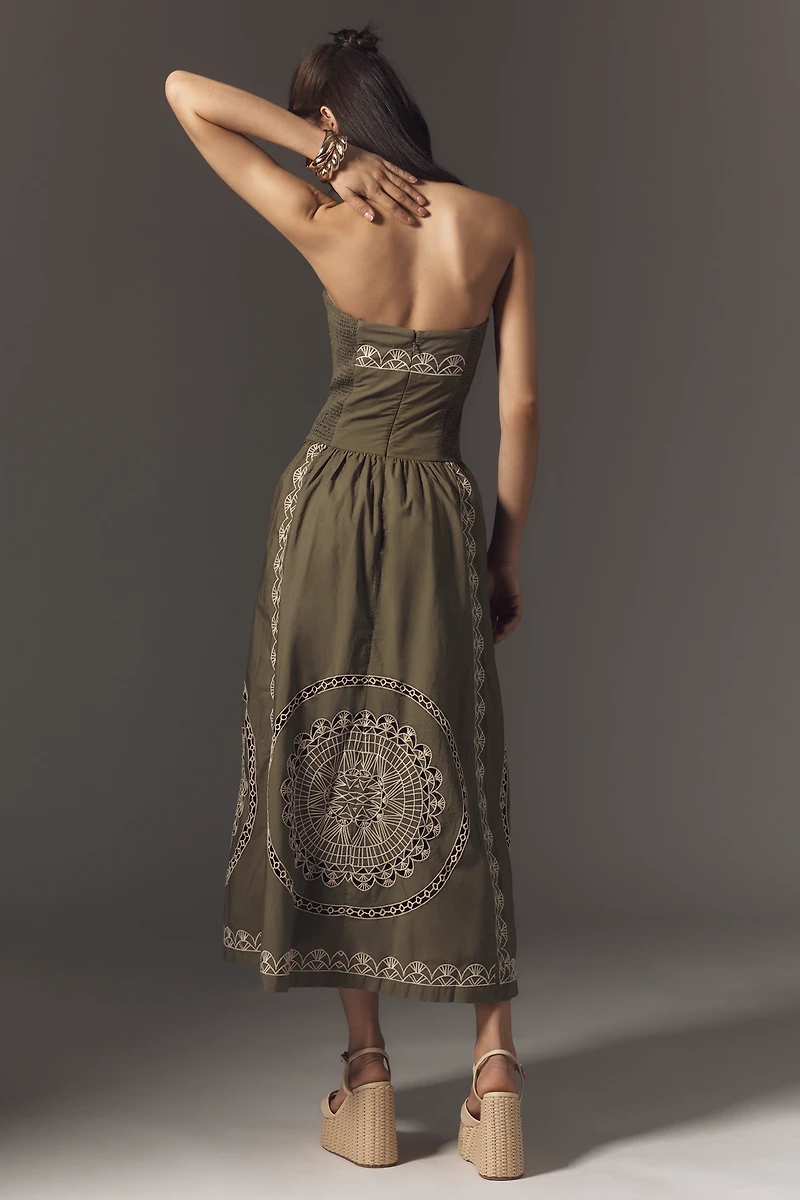 By Anthropologie Strapless Drop-Waist Midi Dress