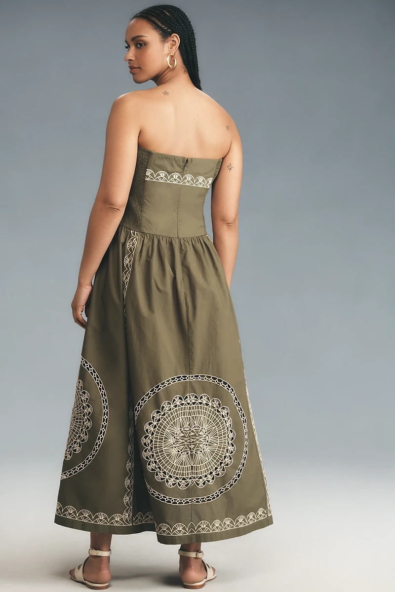 By Anthropologie Strapless Drop-Waist Midi Dress