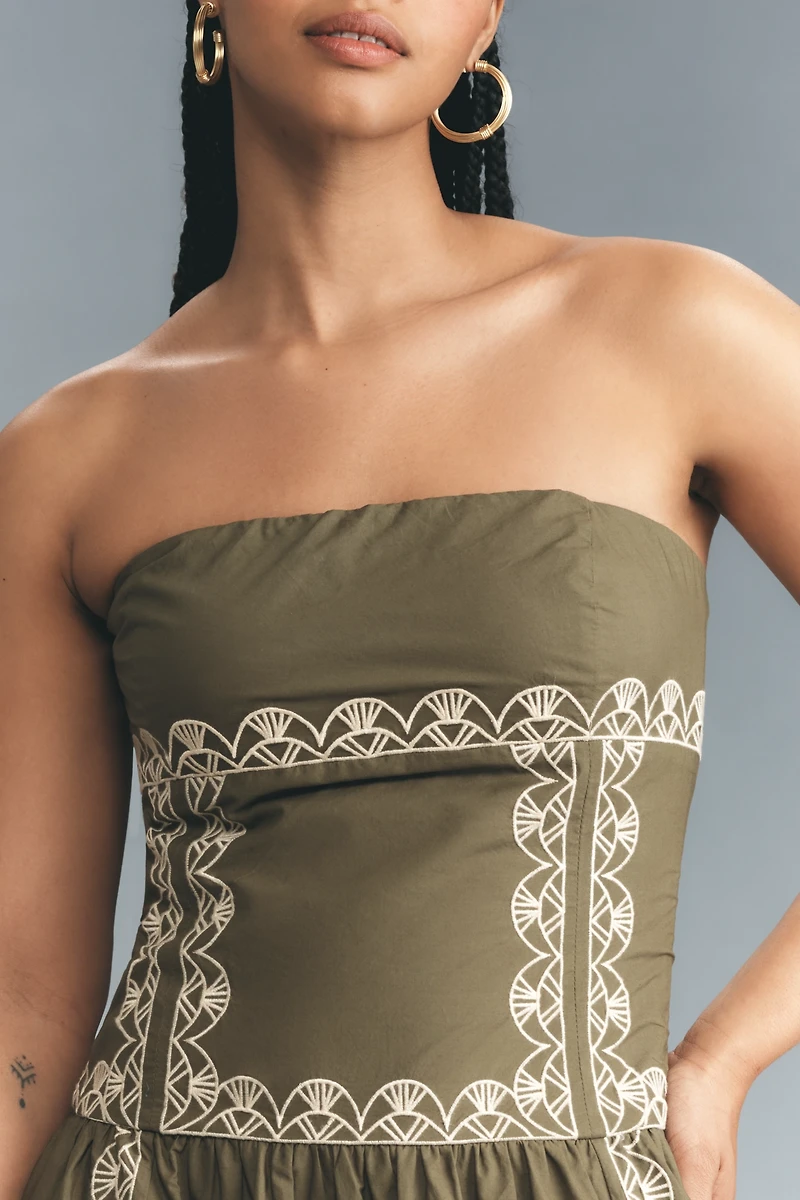 By Anthropologie Strapless Drop-Waist Midi Dress