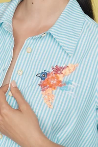The Pollie Short-Sleeve Swing Tunic Mini Dress: Embroidered Edition