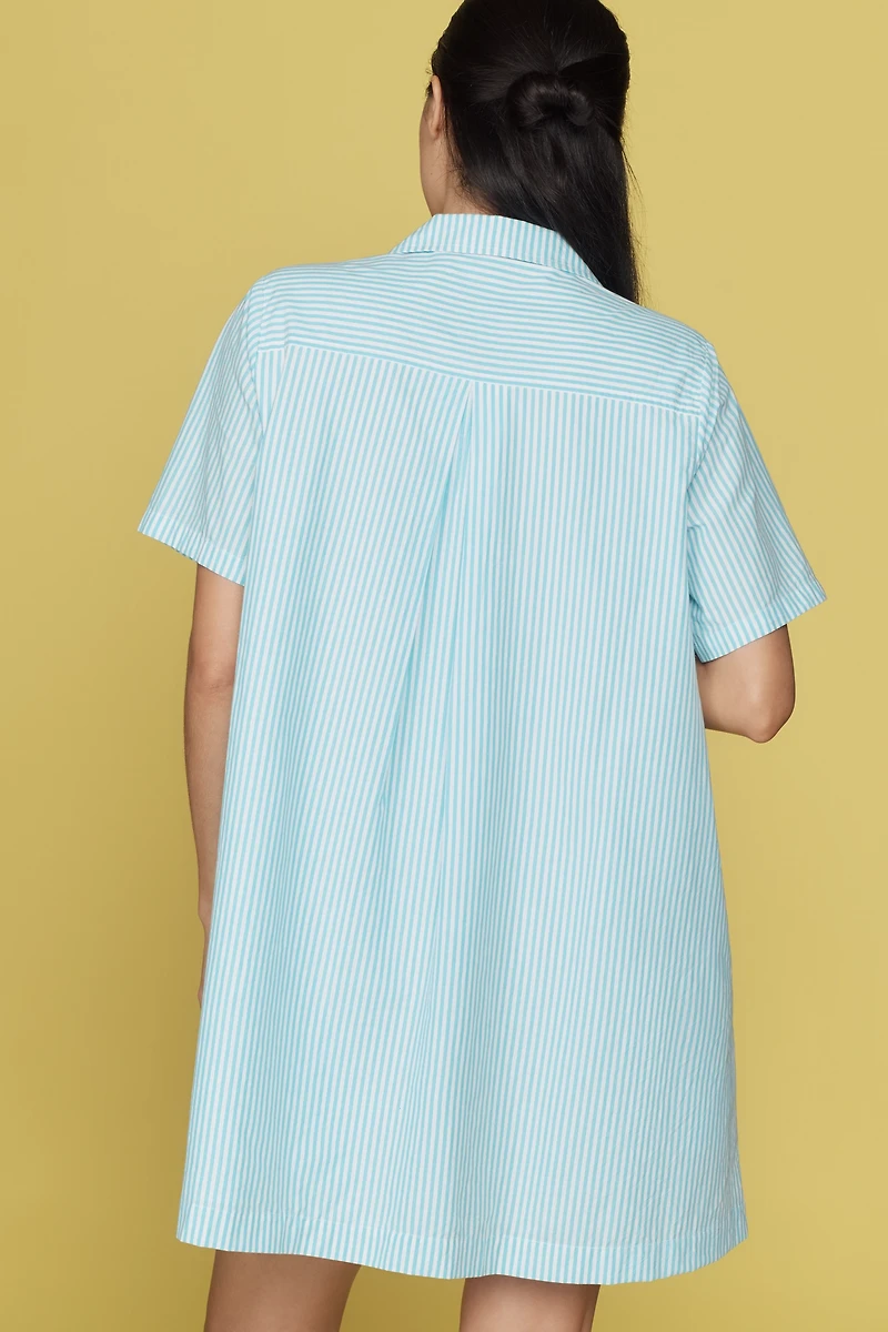 The Pollie Short-Sleeve Swing Tunic Mini Dress: Embroidered Edition