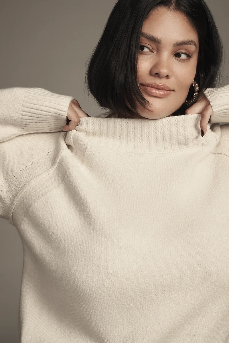 By Anthropologie Long-Sleeve Turtleneck Tulle Twofer Mini Dress