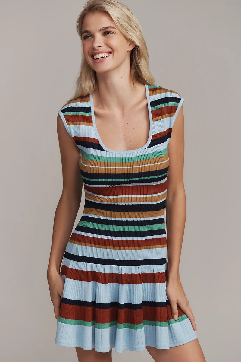 By Anthropologie Ribbed Sweater Fit & Flare Mini Dress