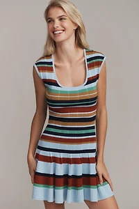 By Anthropologie Ribbed Sweater Fit & Flare Mini Dress
