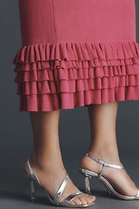 By Anthropologie Slim Ruffle Sweater Midi Dress