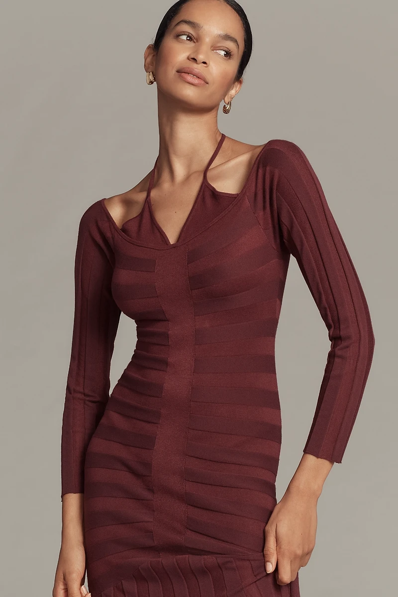 By Anthropologie Off-Shoulder Ruched Sweater Dress