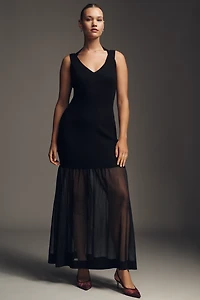 By Anthropologie Sheer Panel Maxi Sweater Dress