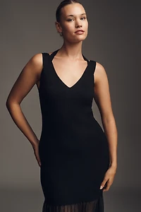 By Anthropologie Sheer Panel Maxi Sweater Dress