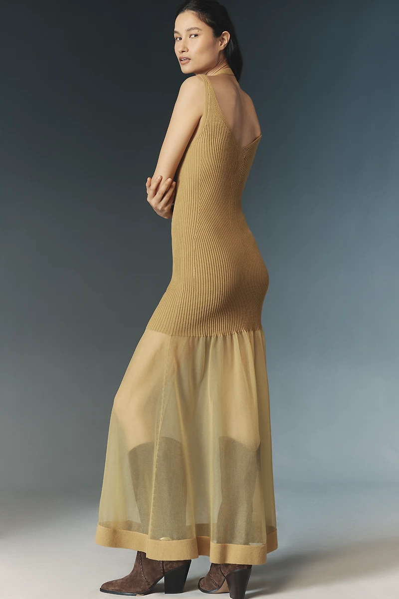 By Anthropologie Sheer Panel Maxi Sweater Dress