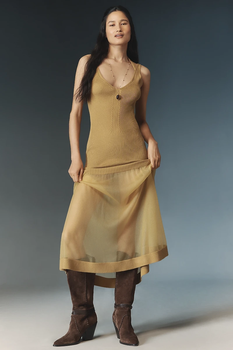 By Anthropologie Sheer Panel Maxi Sweater Dress