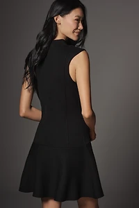 By Anthropologie Mock-Neck Button-Front Sweater Mini Dress