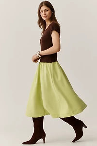 By Anthropologie Short-Sleeve Twofer Sweater Midi Dress