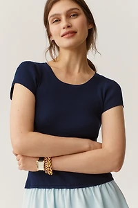 By Anthropologie Short-Sleeve Twofer Sweater Midi Dress