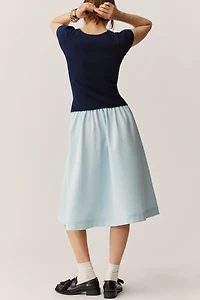 By Anthropologie Short-Sleeve Twofer Sweater Midi Dress