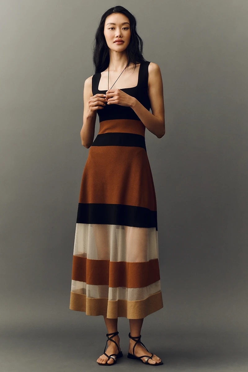 Maeve Sleeveless Blocked Sweater Dress
