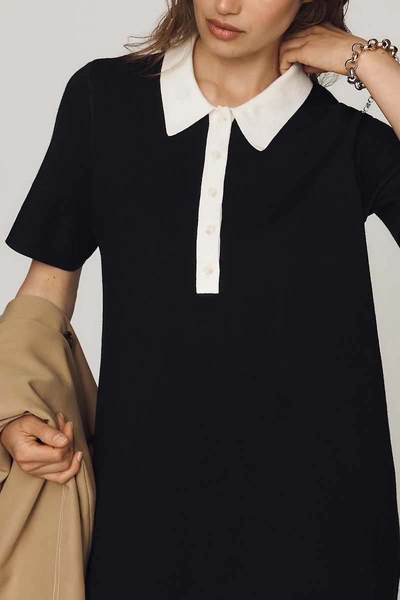By Anthropologie Pollie Mini Swing Sweater Dress