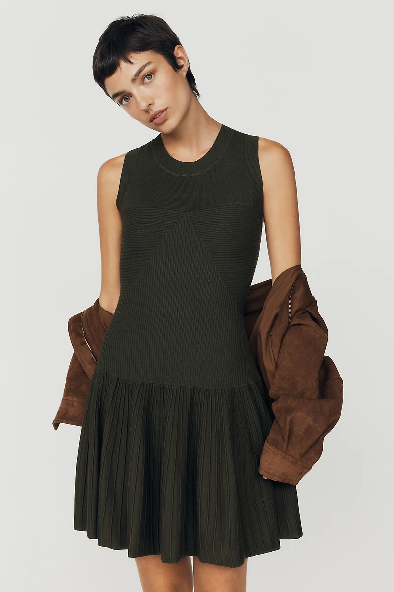 By Anthropologie Drop-Waist Mini Sweater Dress