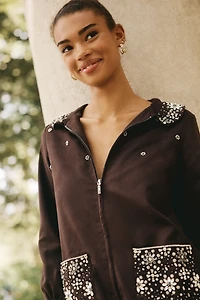 TAKE Faux-Suede Embellished Mini Dress