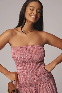 Glamorous Strapless Gingham Drop-Waist Midi Dress