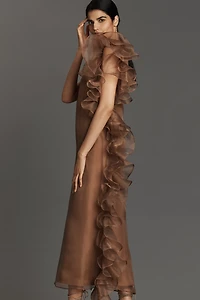 Let Me Be Asymmetric Ruffle Midi Dress