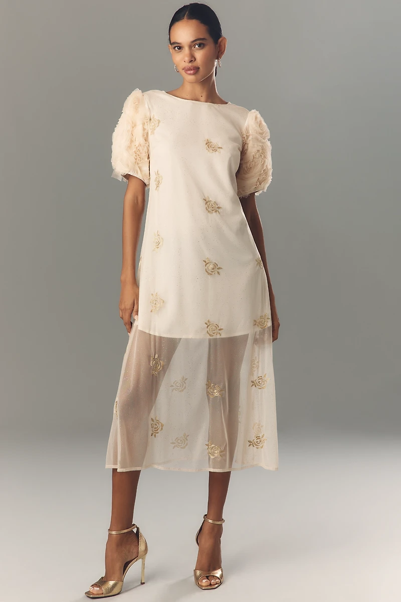 Let Me Be Floral Embroidered Midi Dress