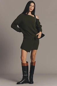 By Anthropologie Belted Mini Sweater Dress