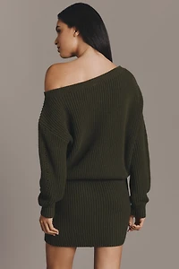 By Anthropologie Belted Mini Sweater Dress