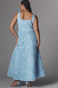 Elliatt Kaia Square-Neck Textured Midi Dress