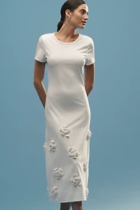 Azzurro Short-Sleeve Embellished Midi Dress