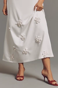 Azzurro Short-Sleeve Embellished Midi Dress