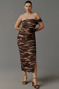 Elliatt One-Shoulder Mesh Midi Dress