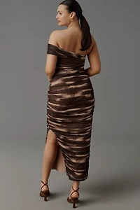 Elliatt One-Shoulder Mesh Midi Dress