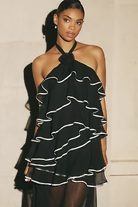 Elliatt Melissa Halter Ruffle Tiered Sheer Maxi Dress