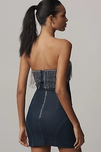 Elliatt Bree Fringed Strapless Denim Mini Dress