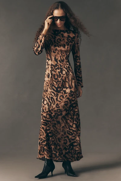 Curaae Zali Long-Sleeve Boat-Neck Maxi Dress