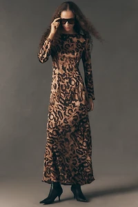 Curaae Zali Long-Sleeve Boat-Neck Maxi Dress