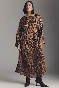 Curaae Zali Long-Sleeve Boat-Neck Maxi Dress