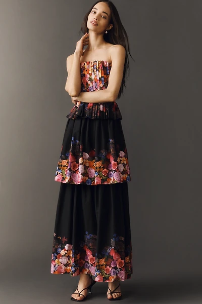 ELLIATT Alice Strapless Tiered Maxi Dress