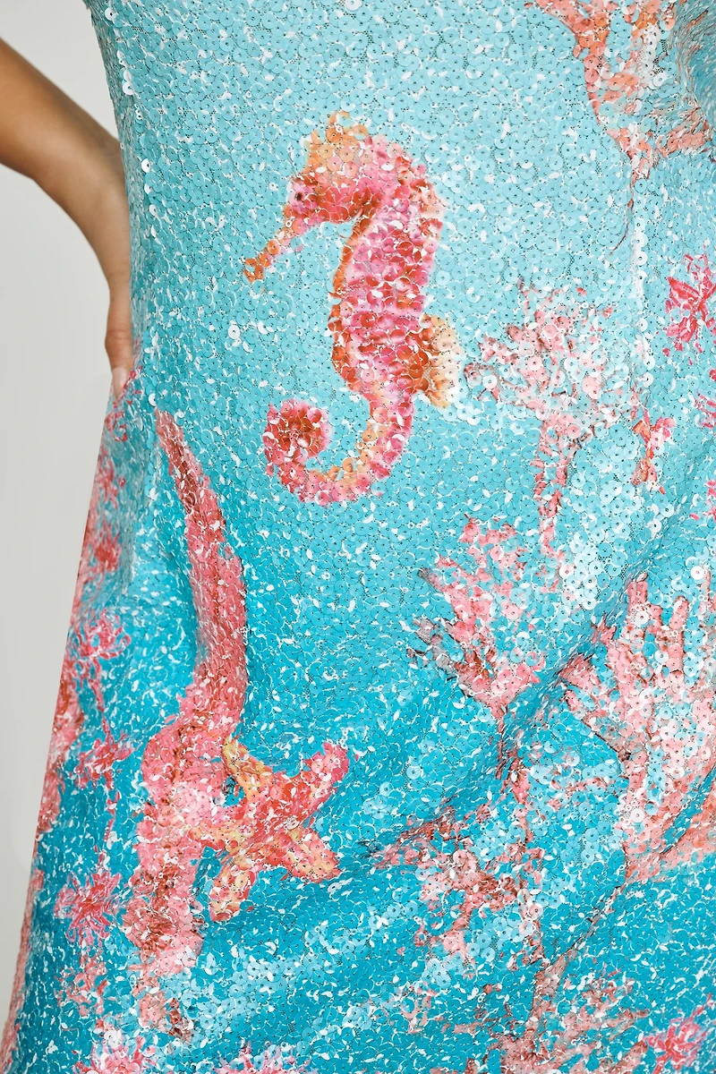 Elliatt Coral Sequin Mini Dress