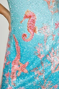 Elliatt Coral Sequin Mini Dress