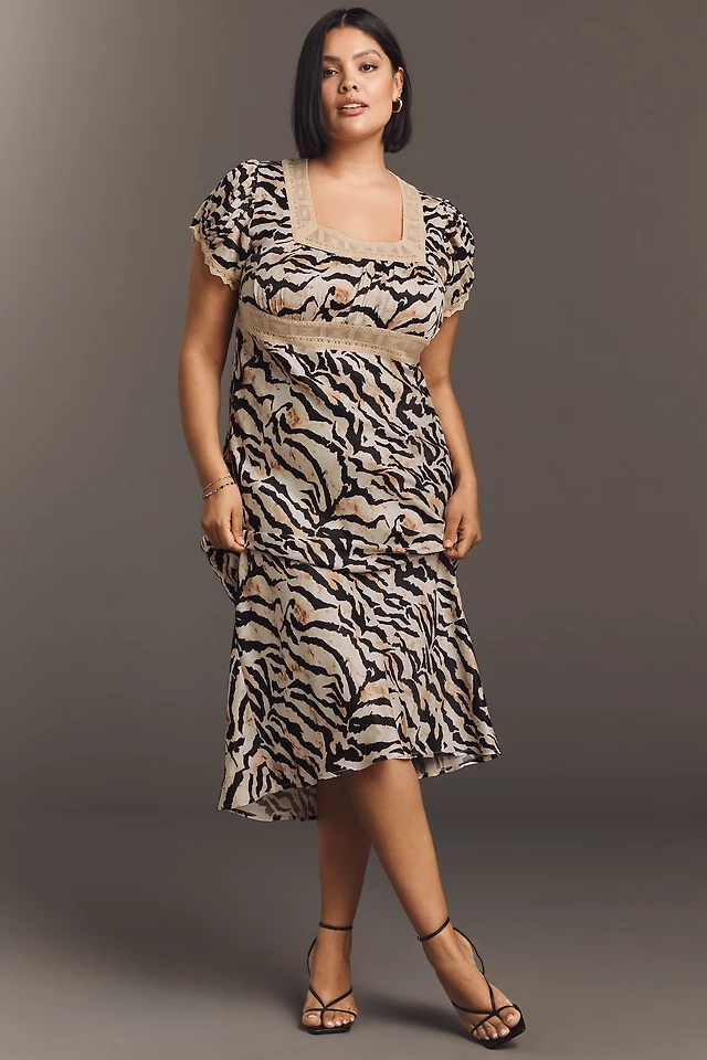 knee length dresses for ladies Elva Satin Slip Dress in Leopard – ARRAMINTA main image 0