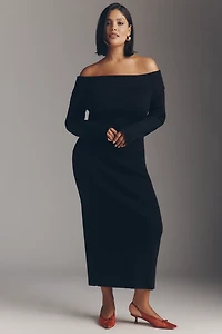 Glamorous Petite Off-Shoulder Knit Midi Dress