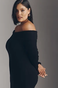 Glamorous Petite Off-Shoulder Knit Midi Dress