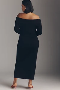 Glamorous Petite Off-Shoulder Knit Midi Dress