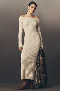 Glamorous Off-Shoulder Knit Midi Dress