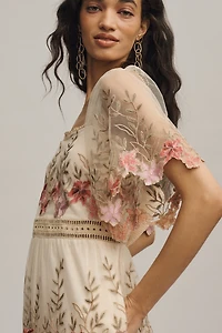 Bl-nk Emryn Embroidered Square-Neck Midi Dress