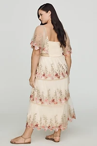 Bl-nk Emryn Embroidered Square-Neck Midi Dress