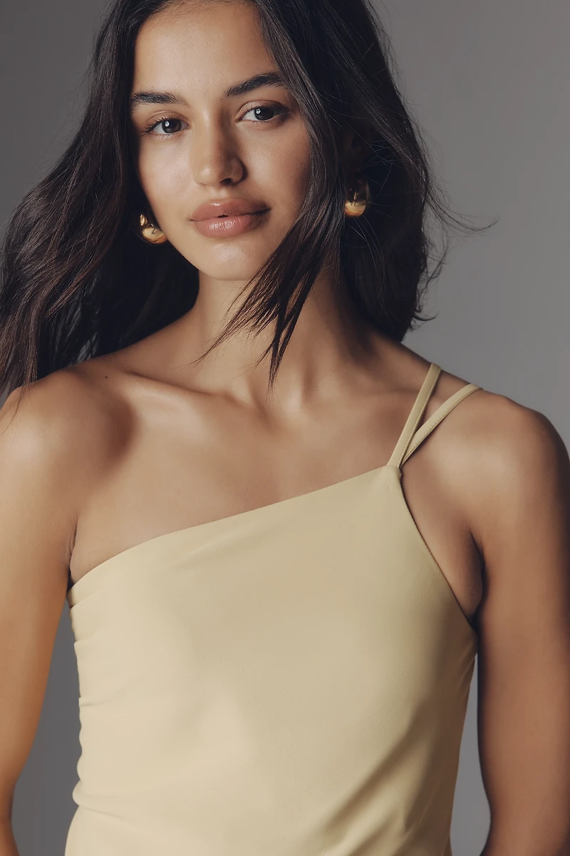 Bl-nk Satin One-Shoulder Lace Midi Dress