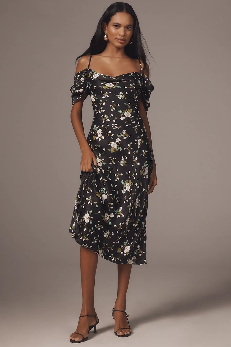 Bl-nk Painterly Off-Shoulder Slip Dress