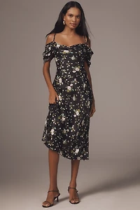 Bl-nk Painterly Off-Shoulder Slip Dress